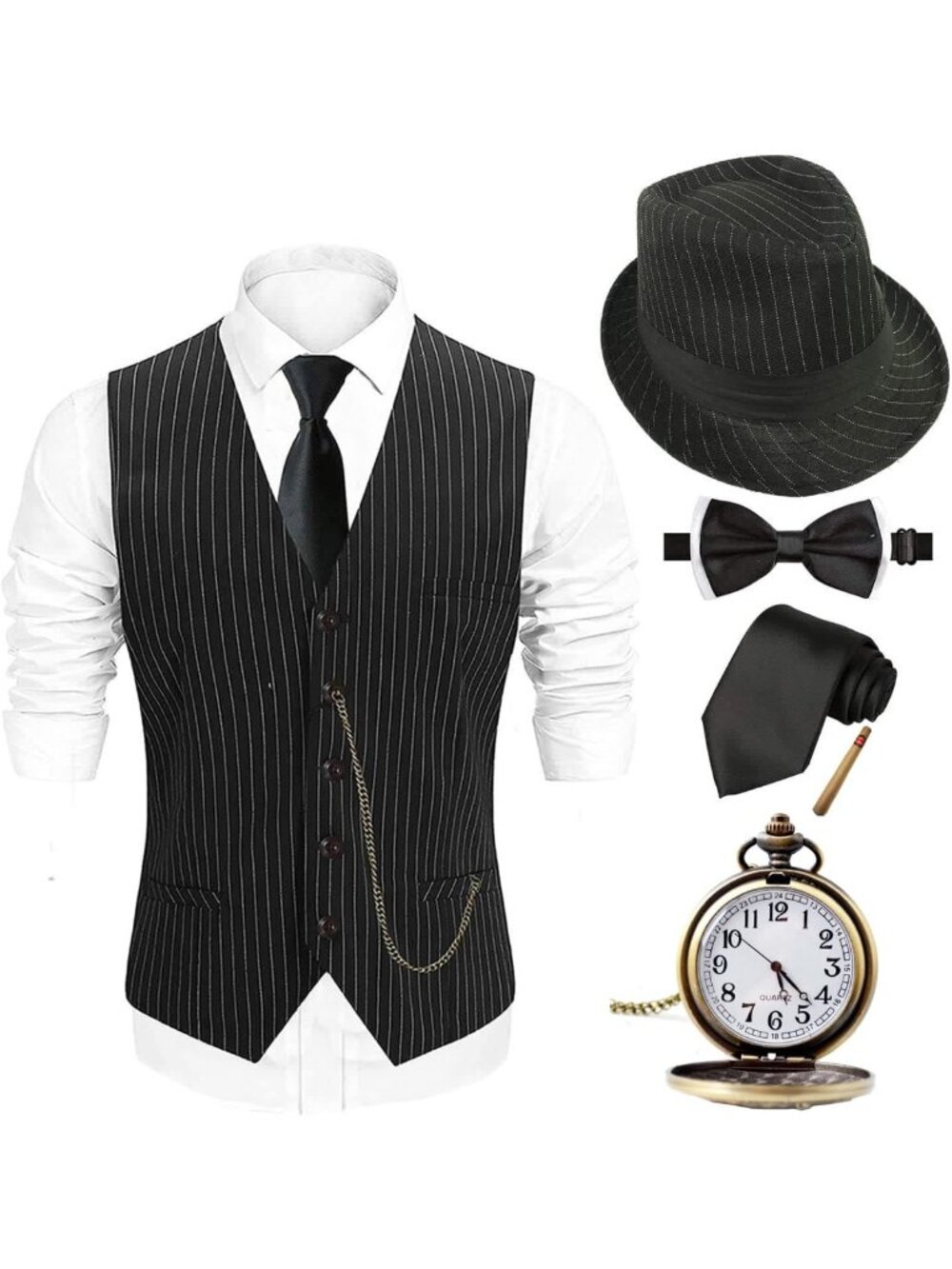 1920s Men's Halloween Costume, Adult Gangster Mobster Outfit, Vintage Party